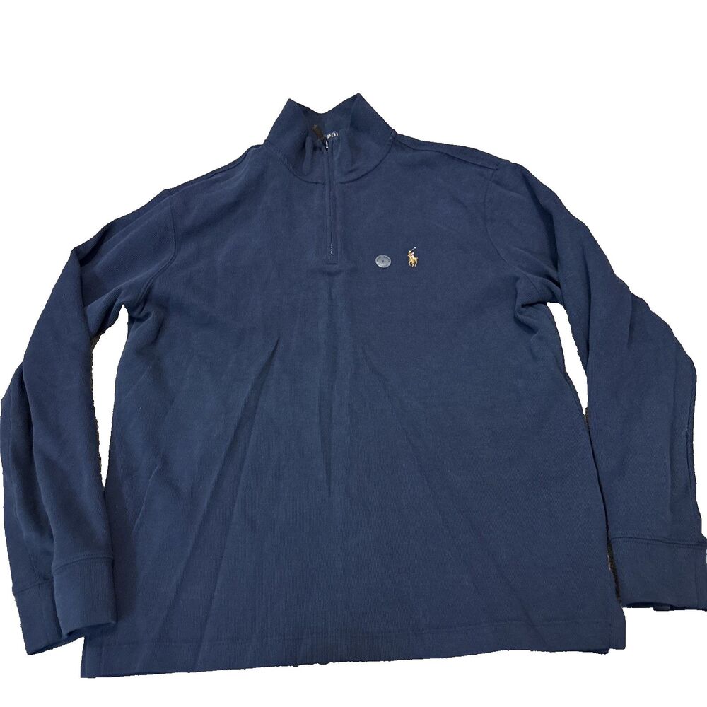 New NWOT Polo Ralph Lauren Men’s Estate-Rib Quarter-Zip Pullover Small Blue